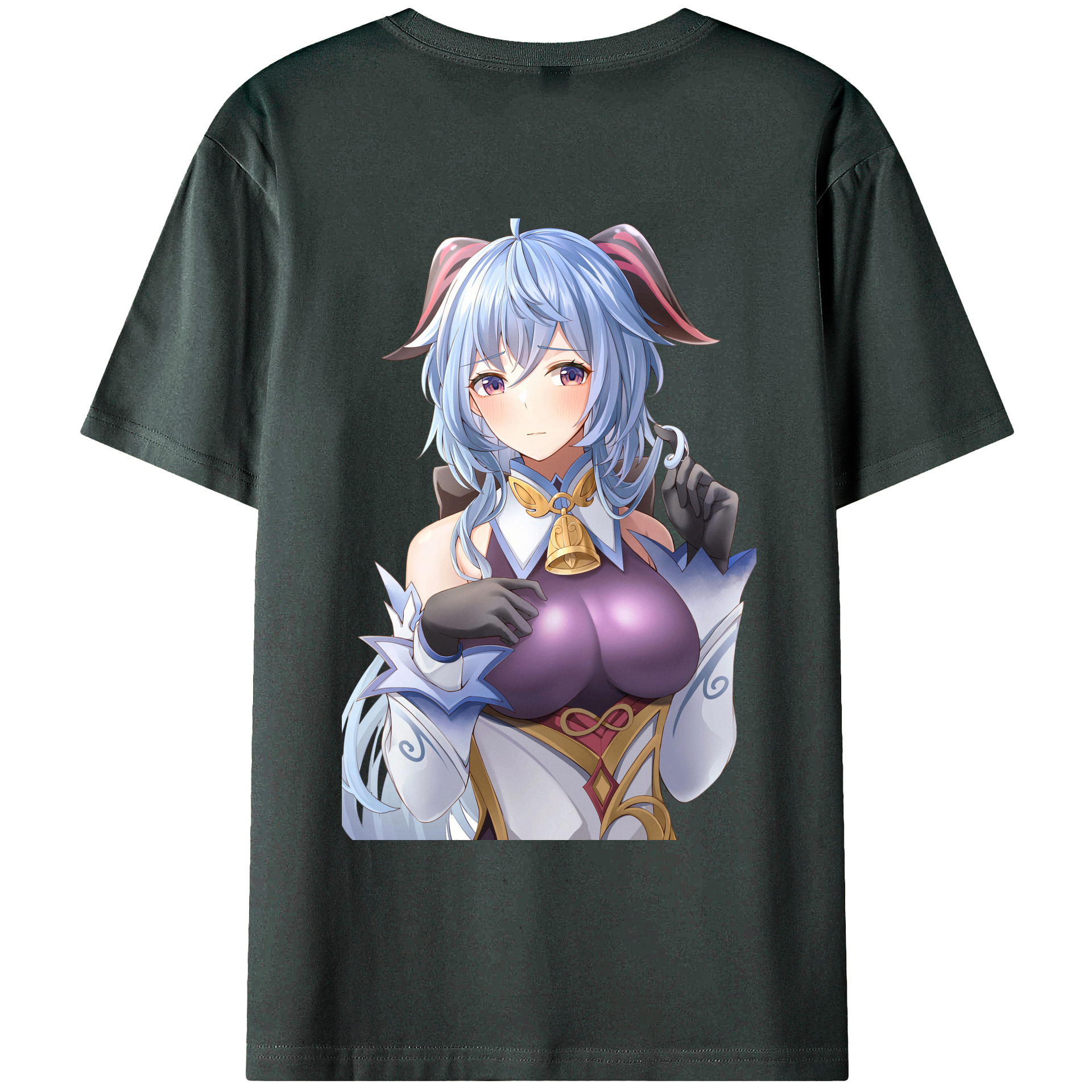 げんし神 甘雨 かんう genshin Ganyu 綿100％ メンズ半袖Tシャツ（バックプリント） 通気性